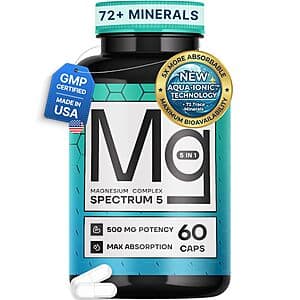 60-Caps 500mg SonoHealth Spectrum 5 Magnesium 5-in-1 Complex + 72 Trace Minerals $19.95 or less w/ S&S
