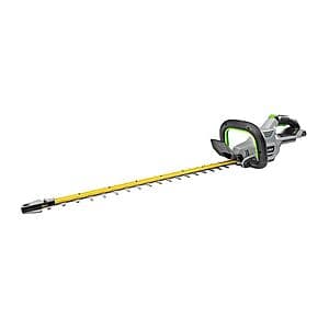 EGO POWER+ 56-volt cordless hedge trimmer with 24-inch dual-action cutting blade and black/yellow housing.