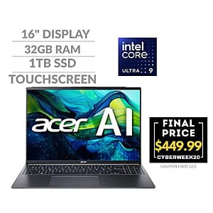 Refurb: Acer Swift Go 16 Laptop: Ultra 9 185H, 16" FHD+ Touch, 32GB DDR5, 1TB SSD $450 + Free Shipping
