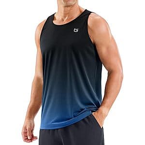 Men's sleeveless tank top in solid color with UPF50+ dry fit technology, suitable for beach and summer activities.