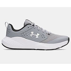 Under Armour Men's UA Commit 4 training shoe in steel gray and white colorway.