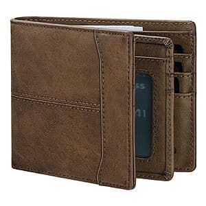 furid Men's RFID Slim Leather Card Wallet (Brown or Black) $7