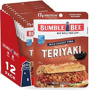 Select Accounts: 12-Pack 2.5-Oz Bumble Bee Wild-Caught Tuna Pouches (Teriyaki) $8.85 w/ Subscribe & Save