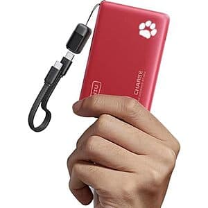 INIU 10000mAh 45W USB-C PD Power Bank w/ USB-C Lanyard Cable (Red) $12.25