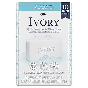 Ivory Gentle Bath Bar Soap (Original): 4-Pack 4-Oz. $1.90, 10-Pack 3.17-Oz $3.70 w/ Subscribe & Save