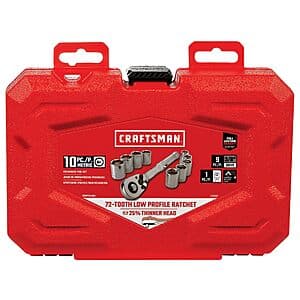 10-Piece Craftsman 3/8" Drive Polished Chrome Mechanics Tool Set (Metric or SAE) $15