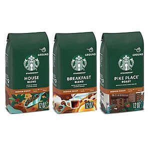 3-Pack 12-Oz Starbucks Ground Coffee Variety Pack (Medium Roast, 100% Arabica) $15 w/ Subscribe & Save