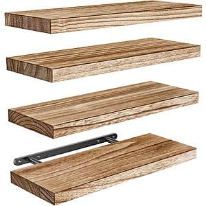 4-Pk 15.7"x5.9" Amada Homefurnnishings Floating Wood Shelves (Light Brown) $14.95