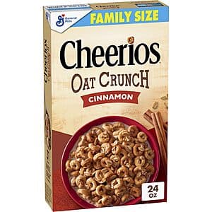 24-Oz Cheerios Oat Crunch Cinnamon Breakfast Cereal $2.85 w/ S&S