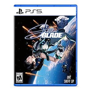 Stellar Blade video game case for PlayStation 5 showing the game's cover art and title.