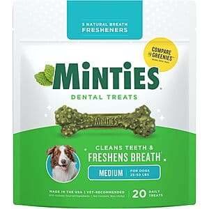 Select Accounts: 20-Pack Minties Dental Dog Treats (Medium Size) $5 w/ Subscribe & Save