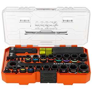 28-Pc Klein Tools KNECT Essential Pass Through SAE Metric Impact Socket Set $65 + Free S&H