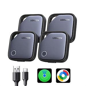 4-Pk UGREEN Finder Duo Air Tracker USB-C Rechargeable Tags (iOS & Android) $28.50