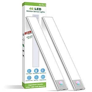 2-Pack 9.5" BLS Rechargeable Magnetic Motion Sensor Under Cabinet Light (6000K) $10