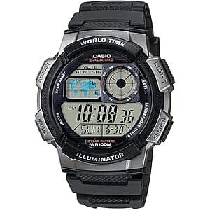 Men's Casio AE1000W 45mm Digital Resin Watch (Black) $24