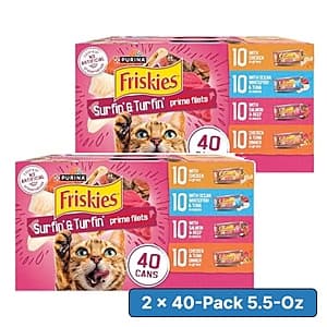 40-Pack 5.5oz Purina Friskies Wet Cat Food (Surfin' and Turfin' Variety Pack) 2 for $37.65 w/ Subscribe & Save + Free Shipping