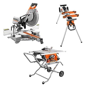 Ridgid 15A 10" Corded Jobsite Table Saw w/ Stand, 12" Miter Saw & Compact Stand $629 + Free Shipping