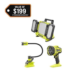 RYOBI ONE+ 18V Hybrid Panel Light, Spotlight + Clamp Light (Tools Only) $74.90 + Free S&H