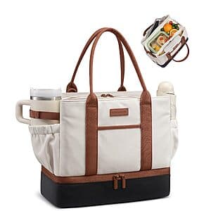 16L LOVEVOOK Insulated Lunch Bag w/ Triple Compartments & Bottle Holder $10