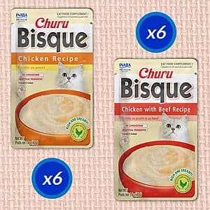 12-Pack 1.4oz. Inaba Churu Bisque Puree Food Pouch for Cats (Chicken Variety) $6.70 w/ Subscribe & Save