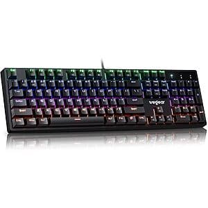 wegear Mechanical RGB Backlit Wired Gaming Keyboard w/ Blue Switches $18.85