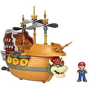Super Mario Deluxe Bowser's Air Ship Playset w/ Mario Action Figure $13