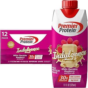 Prime Members:12-Pk 11-oz Premier Protein Shake Indulgence (White Choco Raspberry) $12.70 w/ S&S + Free S&H