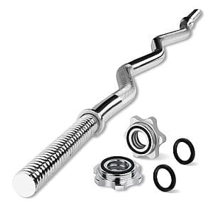 Yes4All 60" Standard Straight Barbell / 47" EZ Curl Bar (480-Lbs Capacity) $26.80