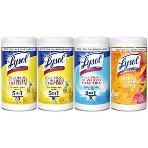 Select Accounts: 4-Pk 80-Ct Lysol Disinfecting Wipes (Mango + Linen + 2x Lemon) $8.75 w/ S&S