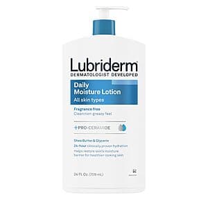 24-Oz Lubriderm Daily Moisture Lotion + Pro-Ceramide (Fragrance Free) $8.40 w/ Subscribe & Save