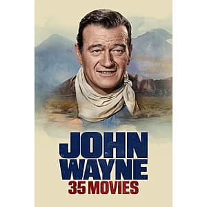 Collection cover for John Wayne 35-Movie Collection featuring classic western and drama films.