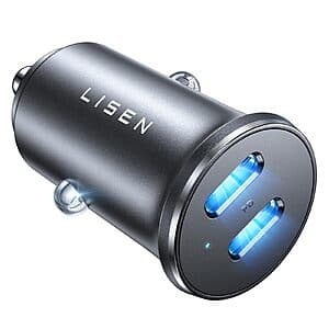 LISEN 95W 2-Port USB-C & USB-A Fast Charging Car Charger Adapter $7