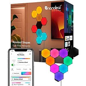 9-Panel Nanoleaf Shapes Ultra Black Hexagons Smart LED Light Kit $117 + Free Shipping