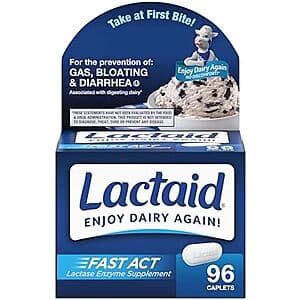 Select Accounts: 96-Ct Lactaid Fast Act Lactase Enzyme Caplets $9.90 w/ S&S