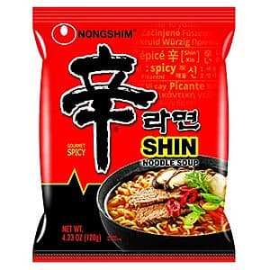 16-Pack 4.23oz Nongshim Shin Original Ramyun Noodle Soup (Gourmet Spicy) $13.60 w/ Subscribe & Save