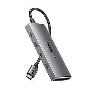 UGREEN 4-Port 10Gbps USB 3.2 Data-Only USB-C Hub $17