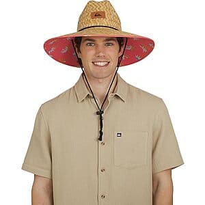 Quiksilver Men's Wide Brim Outdoor Lifeguard Straw Sun Hat (XL, Coral) $13