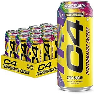 Select Accts: 12-Pk 16-Oz C4 Performance Zero Sugar Energy Drink (Cosmic Rainbow) $11 w/ S&S