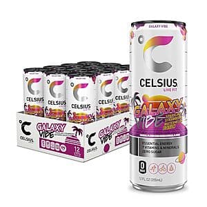 12-Pk 12-oz Celsius Sugar Free Sparkling Energy Drink (Galaxy Vibe) $15.70 w/ S&S
