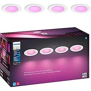 4-pk Philips Hue White & Color Ambiance Dimmable E26 Recessed 5/6" Downlight $119 + Free Shipping & More