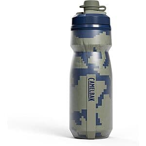 21-ounce CamelBak Podium Dirt Series Chill insulated water bottle with double-walled construction in Deep Sea Digi Camo pattern.