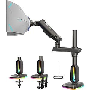 HUANUO RGB Heavy Duty Monitor Arm for Ultrawide Screens Up to 57" (Up to 44-lbs) $55.50 + Free Shipping