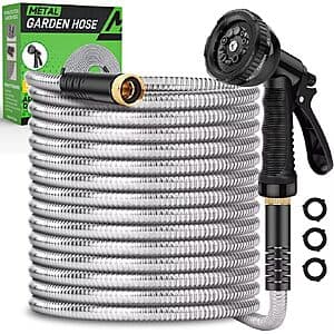 Prime Members: 50' Kebose Stainless Steel Garden Hose w/ Multi-Function Nozzle $17.10 + Free S&H