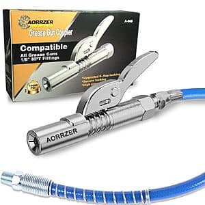 AORRZER 12,000 PSI 6-Jaw Locking Grease Gun Coupler w/ 12" Spring Flex Hose $9.40