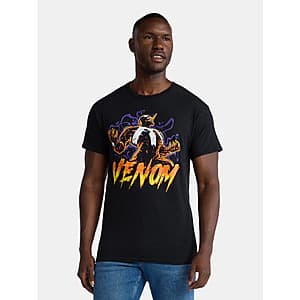Mad Engine Men's Marvel Burning Venom 100% Cotton Graphic Print T-Shirt (Black) $4.50