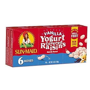 6-Count 1-Oz Sun-Maid Vanilla Yogurt Covered Raisins Snack Box $2 w/ Subscribe & Save