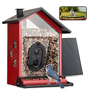 TT Nature 3.2L solar-powered metal bird feeder with integrated camera for monitoring birds.