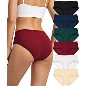 Select Accounts: 6-pk Cuweni Women's Cotton Low Rise Hipster Underwear $8