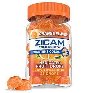 25-Count Zicam Cold Remedy Zinc Medicated Fruit Drops (Ultimate Orange) $5.60 w/ Subscribe & Save