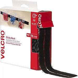 30' VELCRO Sticky Back 3/4" Wide Cut-to-Length Adhesive Tape Roll (Black) $5.90 